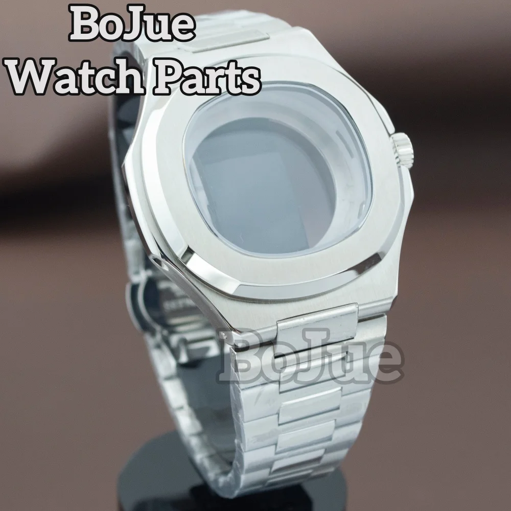 

41mm NH35 Watch Case Strap For Mod Nautilus Seiko NH35 NH36 NH38 Movement 30.5mm Dial Rose Gold/Black Stainless Steel Bracelet