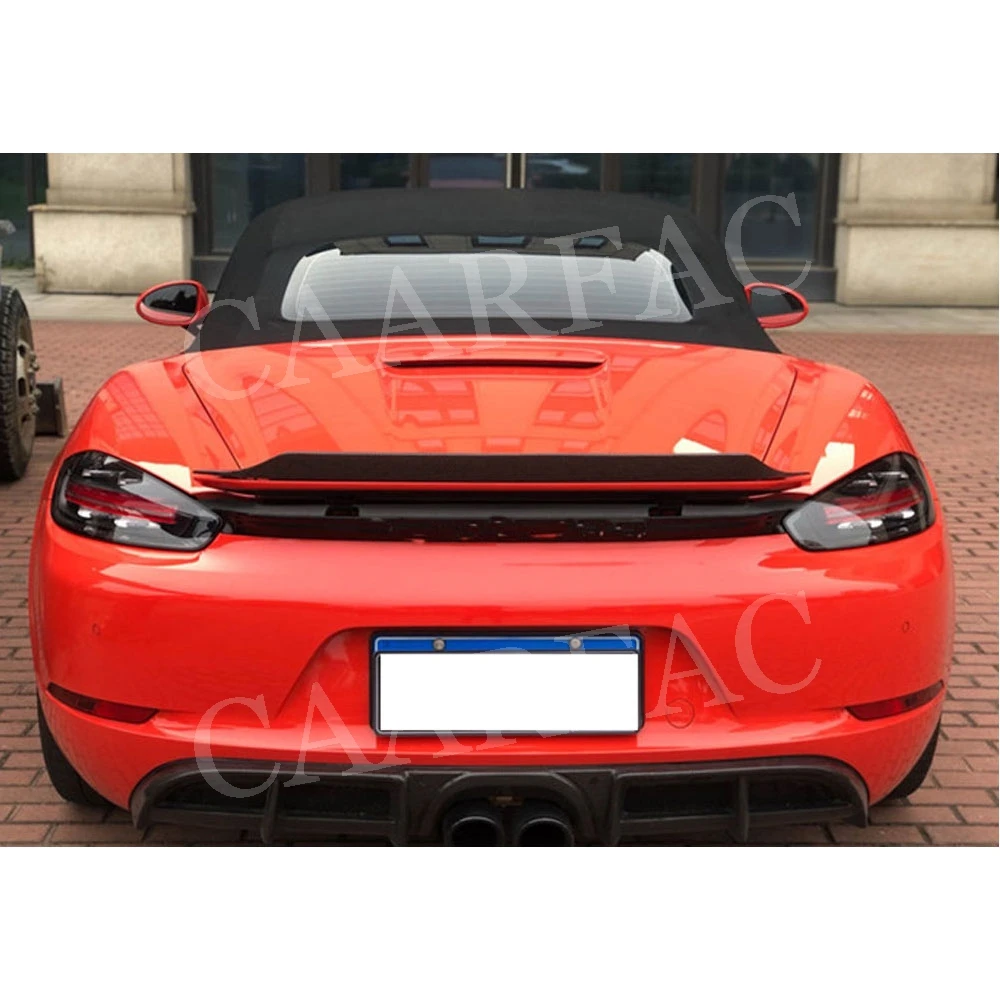 

Carbon Fiber Rear Trunk Spoiler Trim Wings fit for Porsche 718 Cayman Boxster Base S Coupe Spoiler 2016-2019 Car Styling