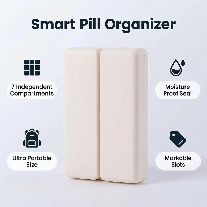 8 Compartments Moisture-Proof Pill Box - Portable Sealed Medicine Organizer 4 Colors for Travel & Daily Use