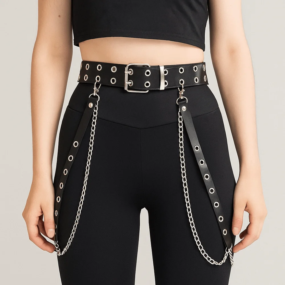 شخصية JK المرأة حزام خصر الهيب هوب الشرير بولي حزام حزام جلد حزام الكتف الكورية نمط تنورة حزام فستان الملحقات