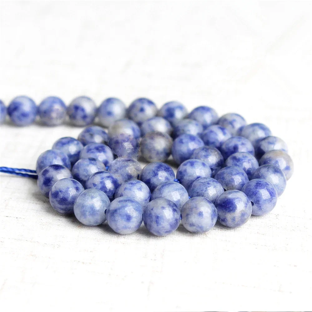 Natural Stone 4-12mm Vein Sodalite Blue Dot Beads for Jewelry Making DIY Necklace Bracelet Women Healing Beading Accessories