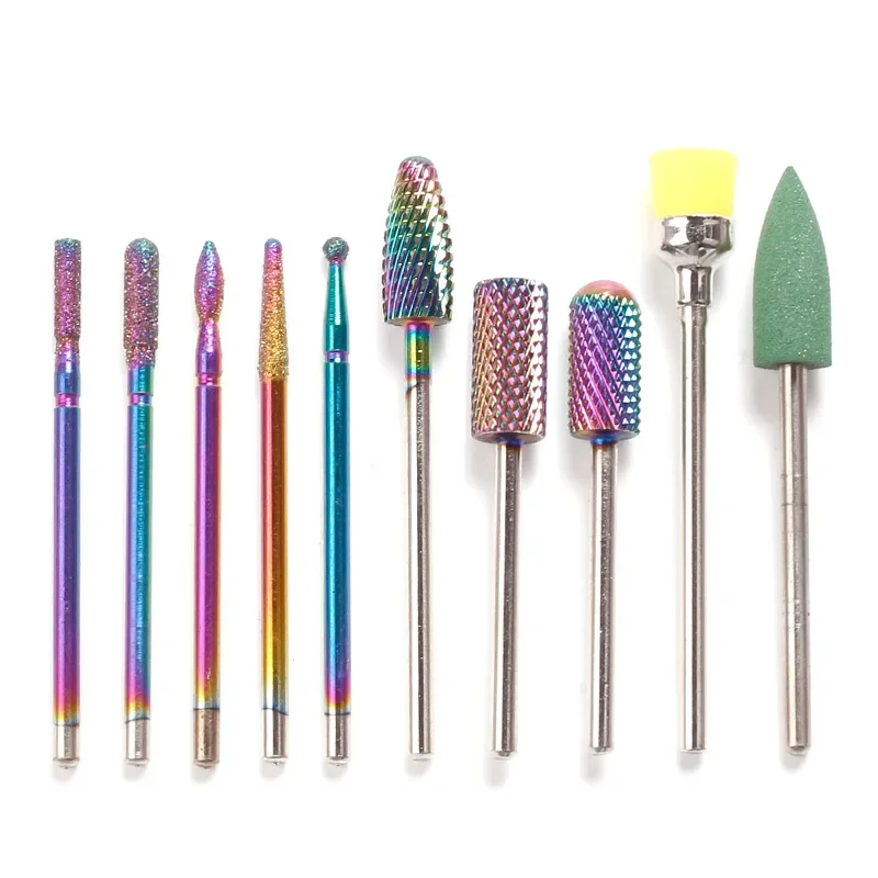 10pcs/set Diamond Nail Drill Bits Electric Milling Cutter For Manicure Nail Drill Accessories Removing Gel Polishing Nail Tools