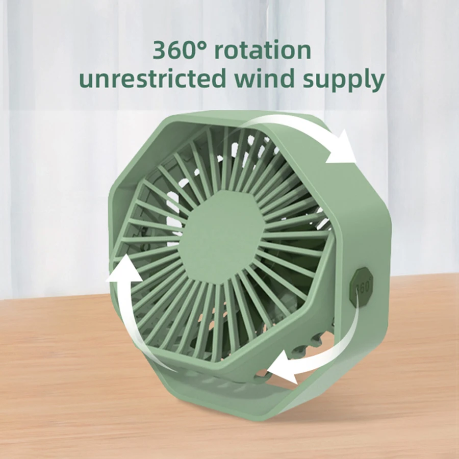 360° Adjustable Desktop Fan, Hexagon Design, 3 Speeds, Quiet Strong Airflow, USB Fan for Home Office Dorm Study Room image 4