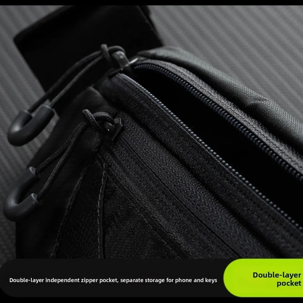 Ultra-Thin Sports Waist Bag Double Zipper Pocket Adjustable Mobile Phone Waist Bag Waterproof Travel Running Waist Bag Gym