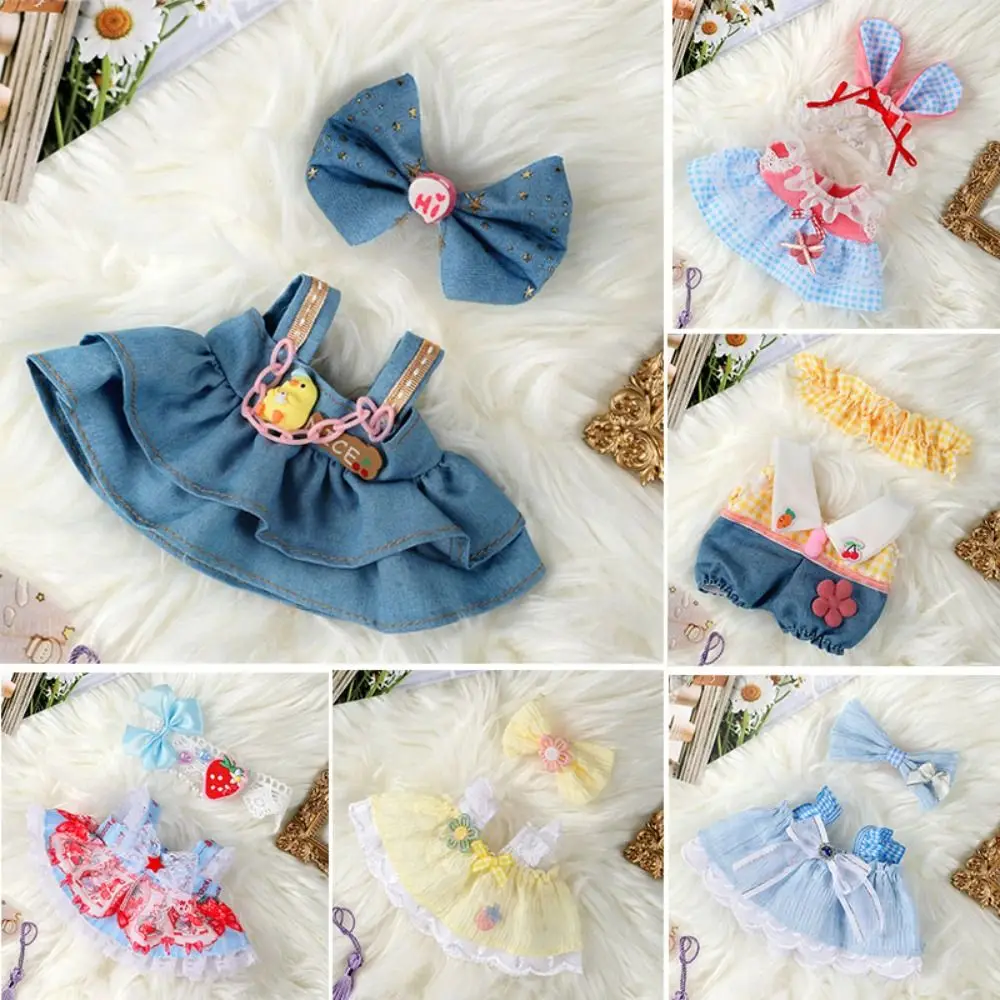 20cm Cotton Doll Clothes With Headwear Bow Headband Accessories Plush Dolls Dresses Skirt Decoration for EXO Idol Doll Accessory