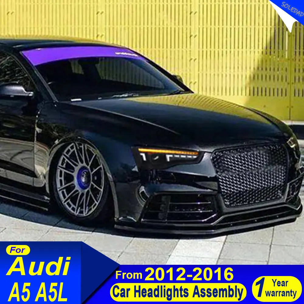 

1 пара автомобильных светодиодных фар для Audi A5 2013-2016, светодиодные автомобильные лампы, дневные ходовые огни, динамические указатели поворота, автомобильные аксессуары1