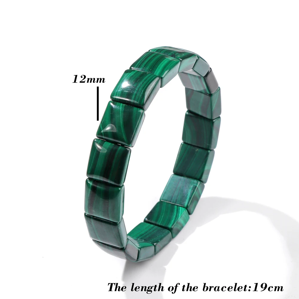 AAAAA Green Malachite Chrysocolla Bracelet Natural Stone Genuine Malachite Rectangle Beads Elastic Bracelets For Women Men