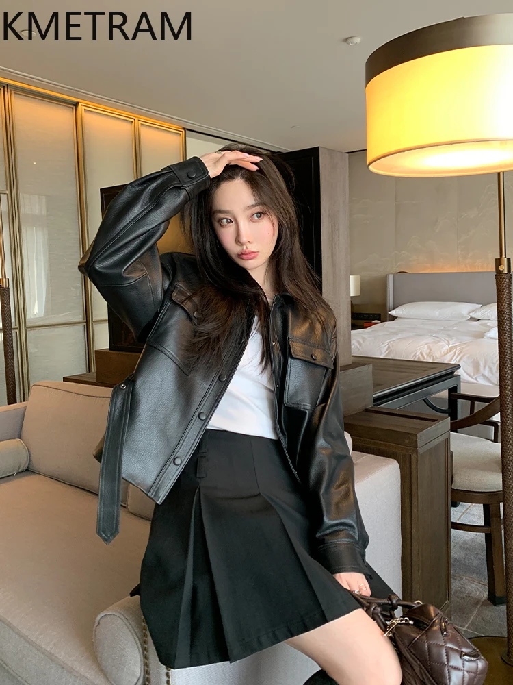 100% Top Layer Sheepskin Jacket Woman Slim Genuine Leather Jackets High Quality Outerwears Fall Clothes 2025 Women дубленка
