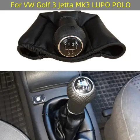 Pomo de cambio de marchas de velocidad, funda de bota de polaina de cuero para VW Golf 3 Jetta MK3 LUPO 6X1 POLO 6N2 CADDY SEAT CORDOBA IBIZA INCA, 5/6