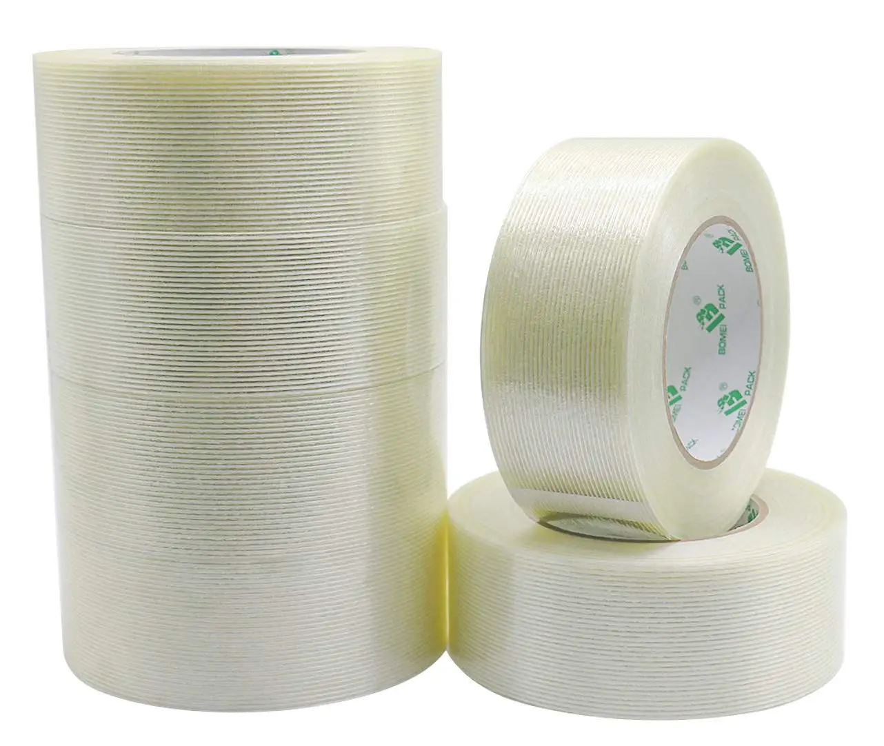 

6PACK Reinforced Packing Tape, 5.5Mil 2Inx 60Yds, Heavy Duty Fiber Strapping Adhesive Packaging Tape