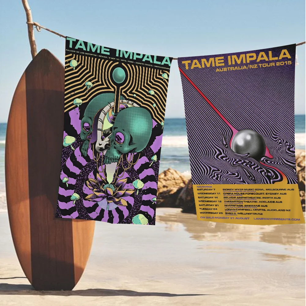 

Tame Impala Psychedelic Art Beach Towel Colorful Bath Towels Microfiber Quick Dry Custom Sand Free Beach Yoga Spa Gym Pool