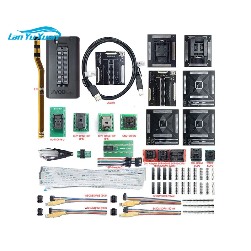 Original and New SVOD 4  Programmer SPI Programmer with TQFP-128 BGA128 WSON8/QFN8 SOIC8 ZIF Socket in STOCK