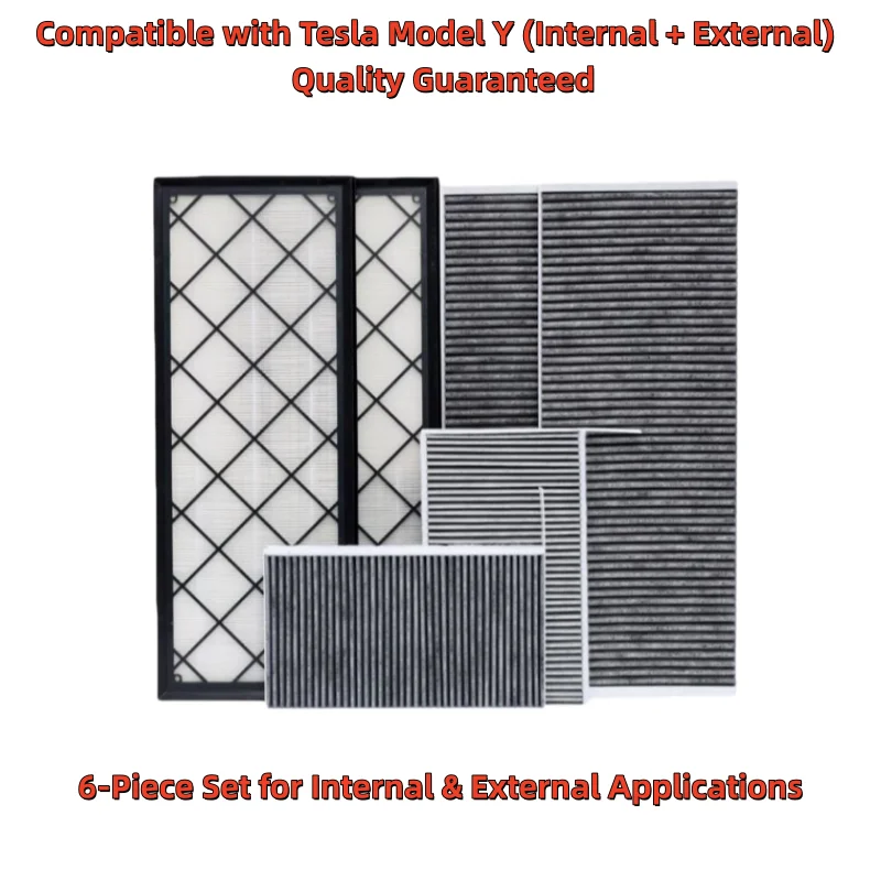 Premium Activated Carbon Cabin Air Filter Set for Tesla Model Y  Internal & External Filters 1658375-00-B 1658376-00-A 1107681-0