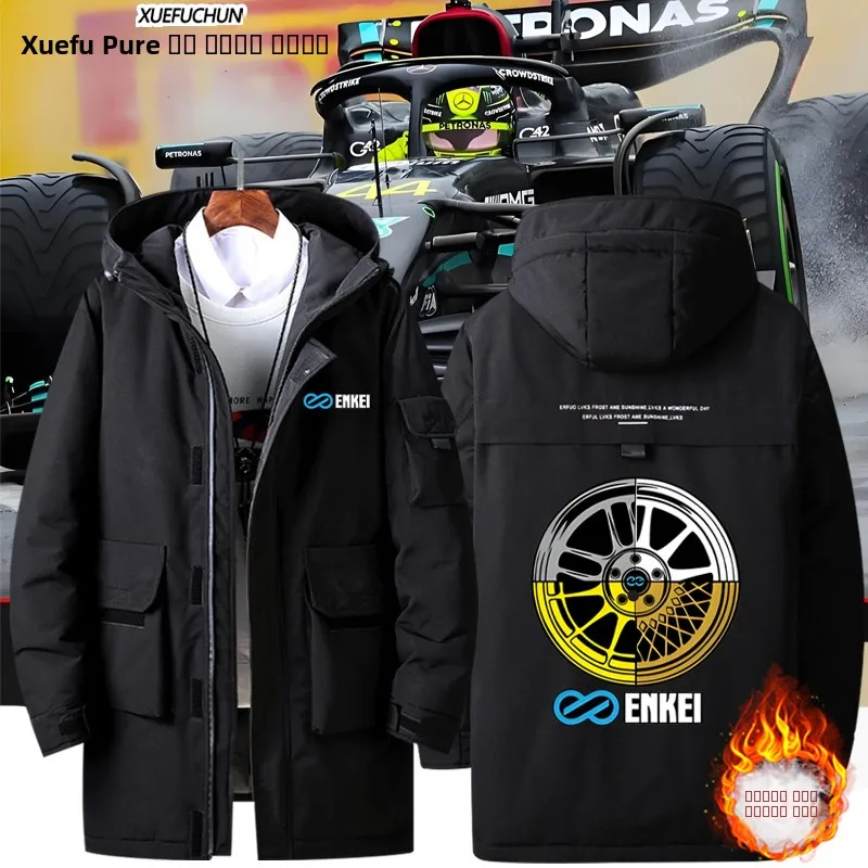 

Enkei F Formula Race Car Tech Enthusiast Men's down Jaet Quilted Polyester Fibre Warmth Thiened Long Sve Zipper Hooded