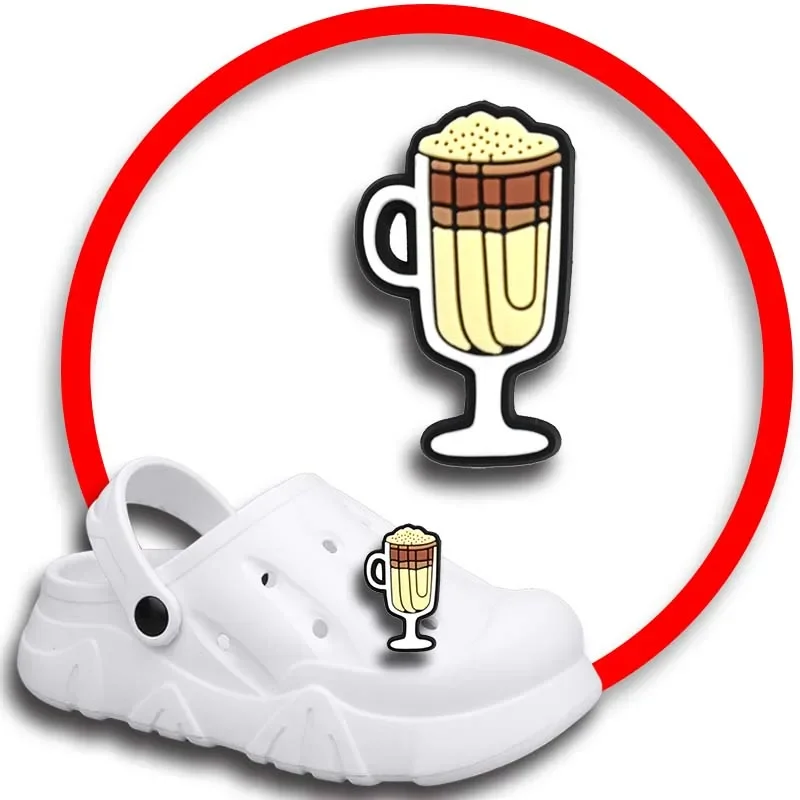 Coffee Cup Shoe Charms para Sandálias Crocs, Mulheres Tamancos Pins, Decorações de Sapatos, Emblemas Masculinos, Meninas, Acessório Infantil