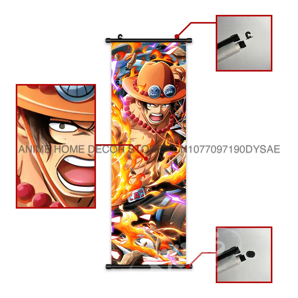 Pósteres de una pieza de Anime Monkey D. Luffy, pinturas colgantes, Portgas D. Ace, decoración del hogar, obra de arte de pared Kaido, imagen de rollos de Yamato