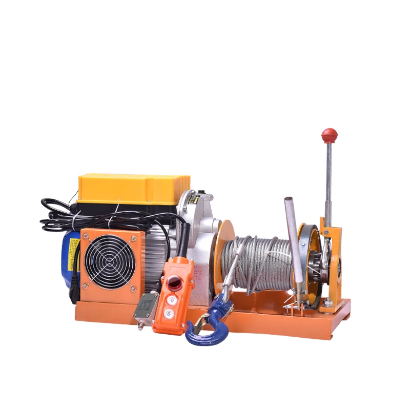 Handbrake clutch hoist 220V household quick lowering indoor small crane hoist building decoration feeding