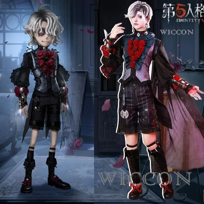 Identity V Emil Patient Cosplay Night Skin Black Gothic Rose FANCY Suit Top Shorts Game Anime Cospaly Party Couple Suit Unisex