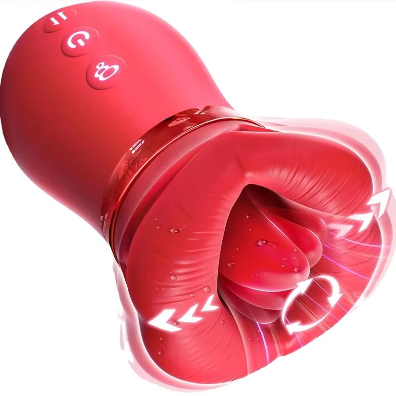 4 IN1 Vibrator Rose Mouth-Shaped Licker Clitoral Nipple Anal Tongue Licking Sucker Stimulator Big Mouth Sex Toy Women Masturbate