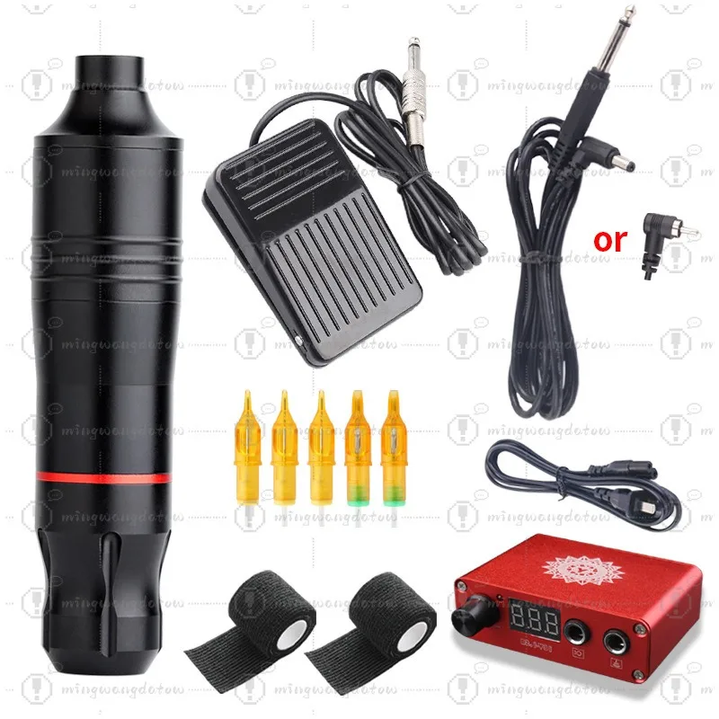 Professional Full Tattoo Supply Kit, Starter Practice Rotary Motor Tattoo Pen Complete Set