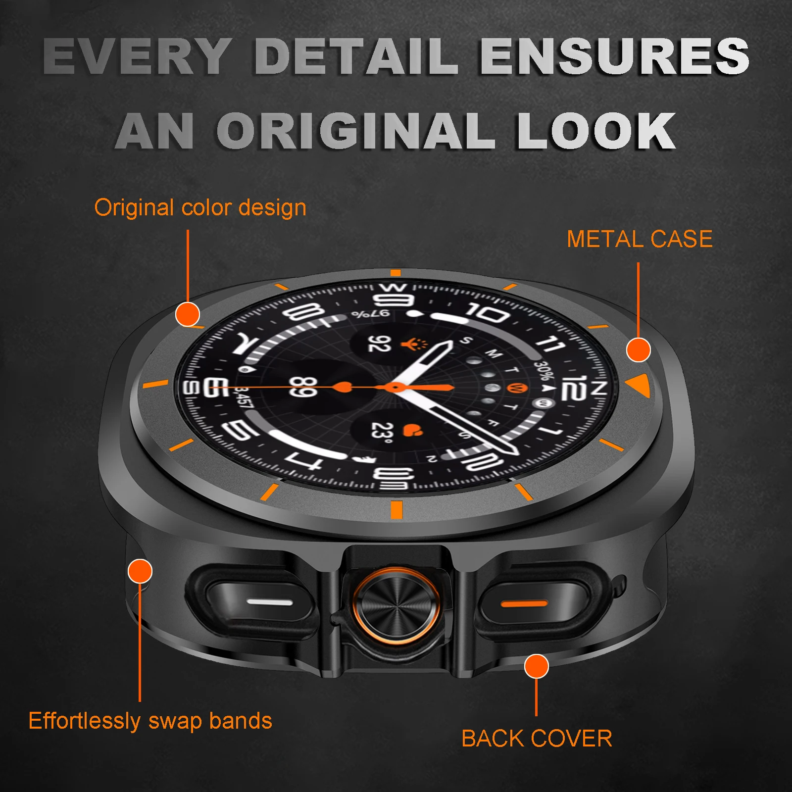 Metal Protective Case For Samsung Galaxy Watch Ultra 2025 PC&Alloy Hard Cover For Galaxy Watch 7 Ultra 47mm Bumper Accessories