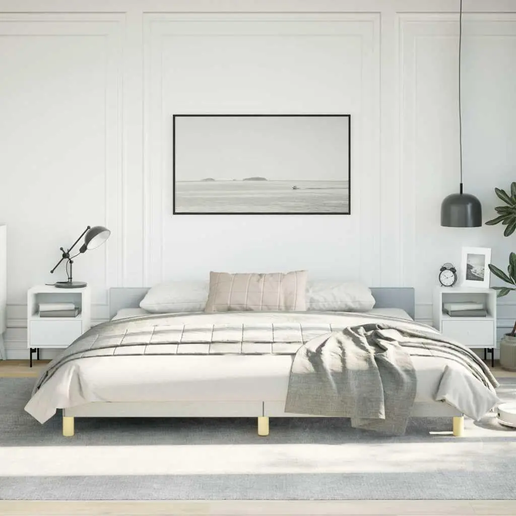 Bed Fe Without Mattr Light Gray King Fabric, Bedstead, Bedroom Decor Bed Fe, Platform Bed Fe, Easy Assembly