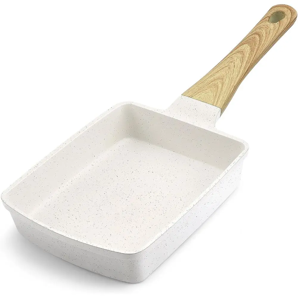 

Японская сковорода для омлета, сковорода для тамагояки, антипригарная сковорода для жарки яиц, прямоугольная гранитная посуда, без PFOS и PFOA, белая