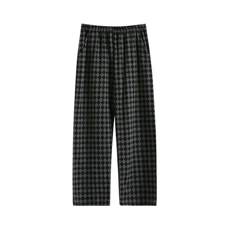 

GELITAYIN мужские брюки прямые хлопковые клетчатые мужские повседневные брюки эстетические горячие мешковатые большие размеры классические Harajuku модные Vi