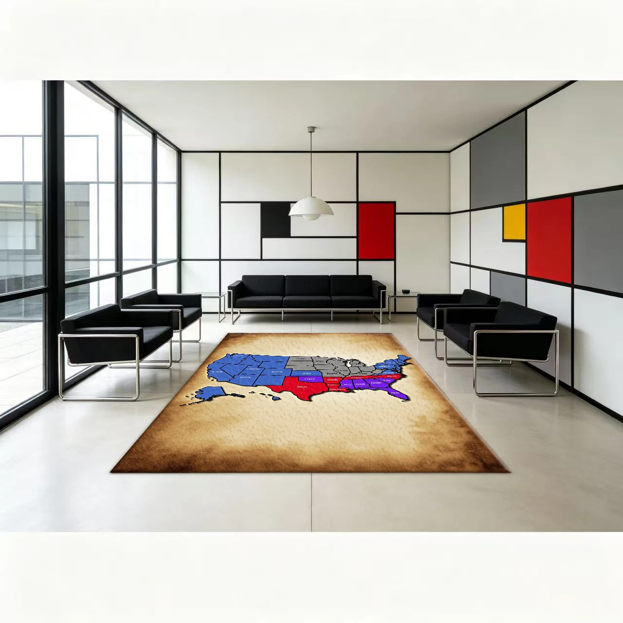 Vintage Fictional Country Map Carpet Floor Decoration Vintage Art Print Carpet Non-Slip Floor Mat Suitable for Living Room Bedroom Home Interior Decoration
