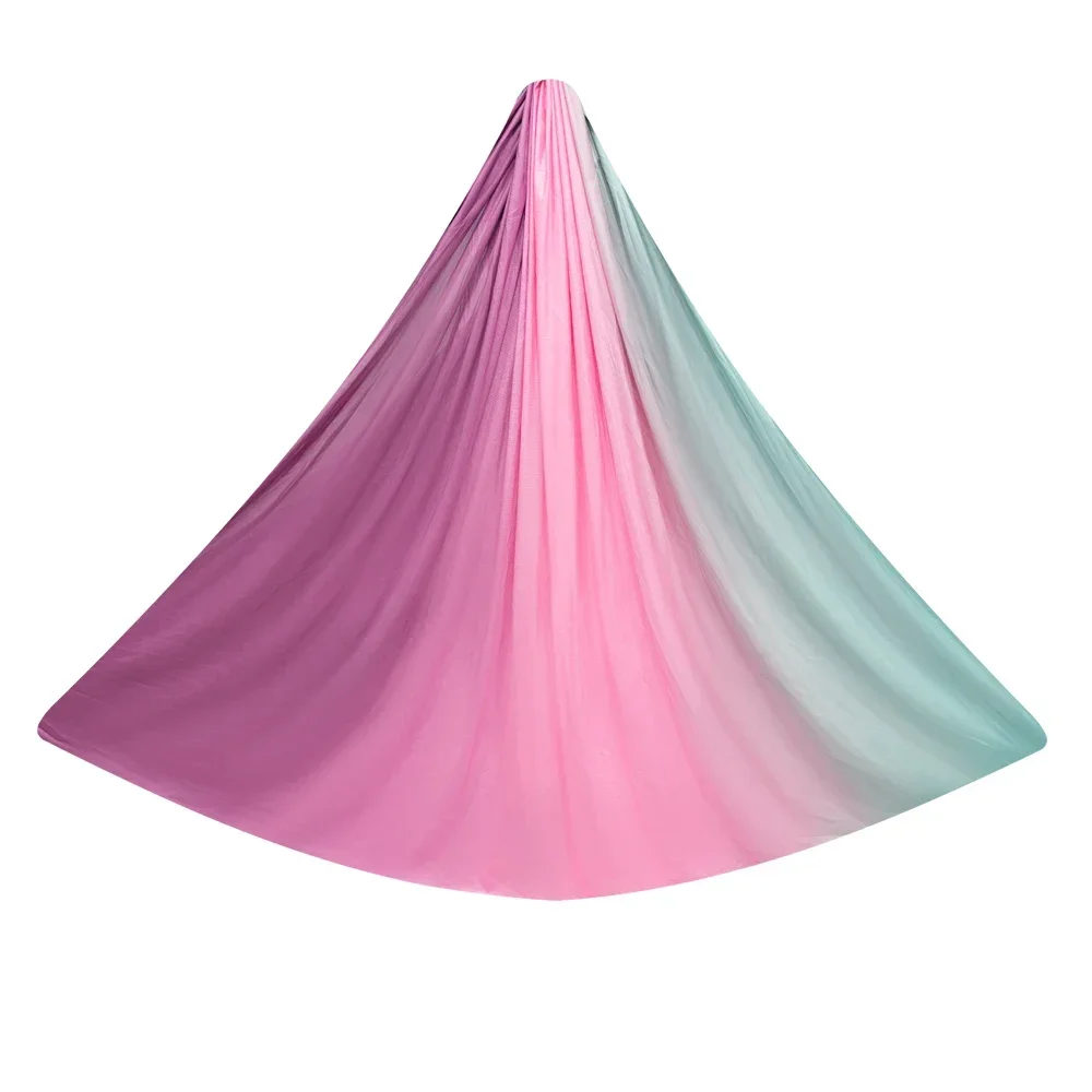 5m Gradient color Premium polyester fiber Aerial Silk Yoga Swing hammock set for Antigravity Yoga