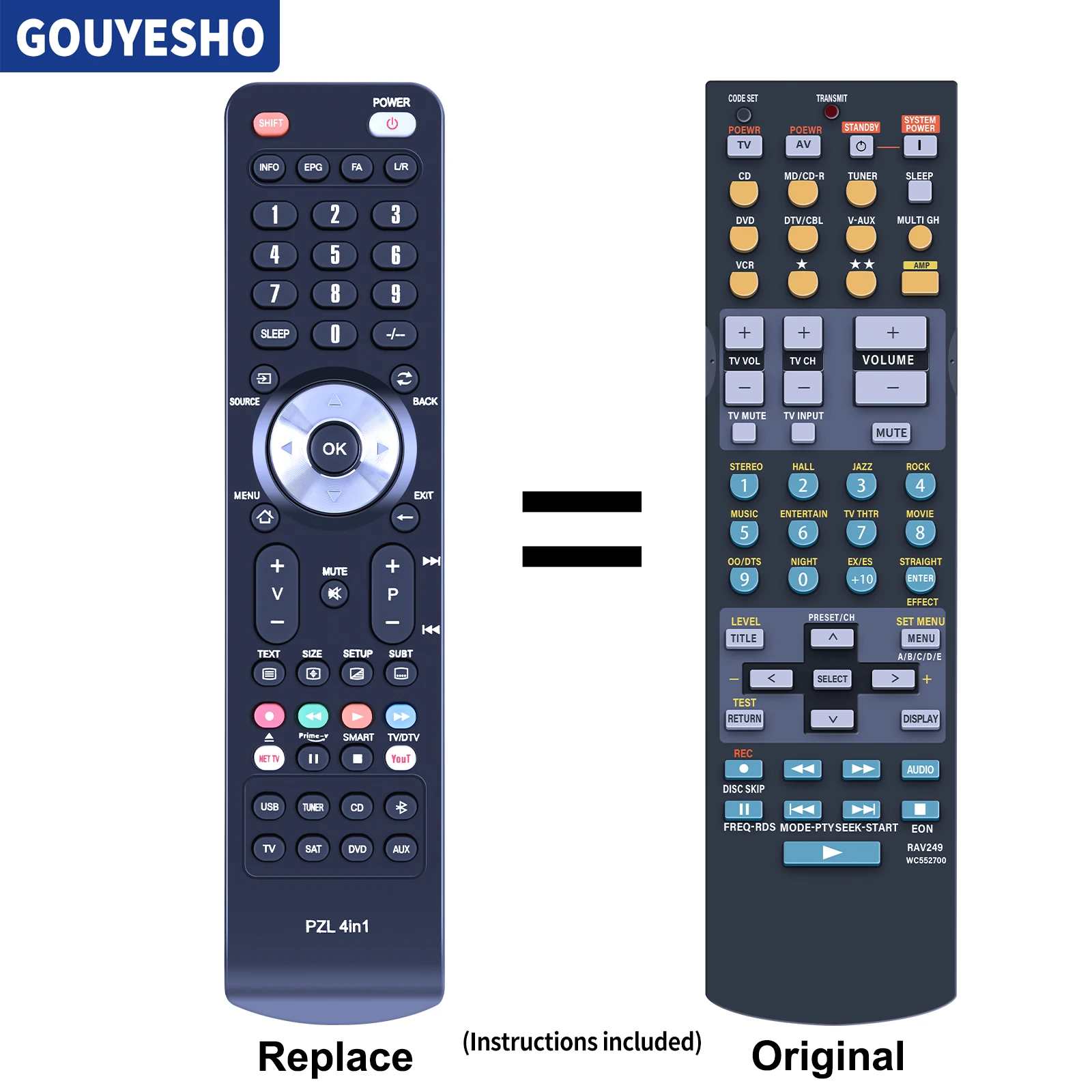 

New Remote Control RAV248 WC55260 US RAV249 WC552700 for Yamaha HTR5760 HTR-5640RDS