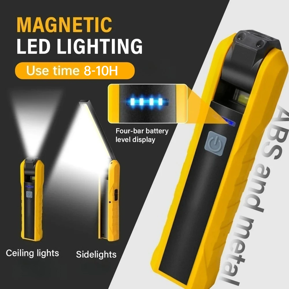 270° Foldable COB Work Light LED Flashlight USB Charging 4 Lighting Modes Car Repair Light with Magnet ＆ Hook SOS Warning Light