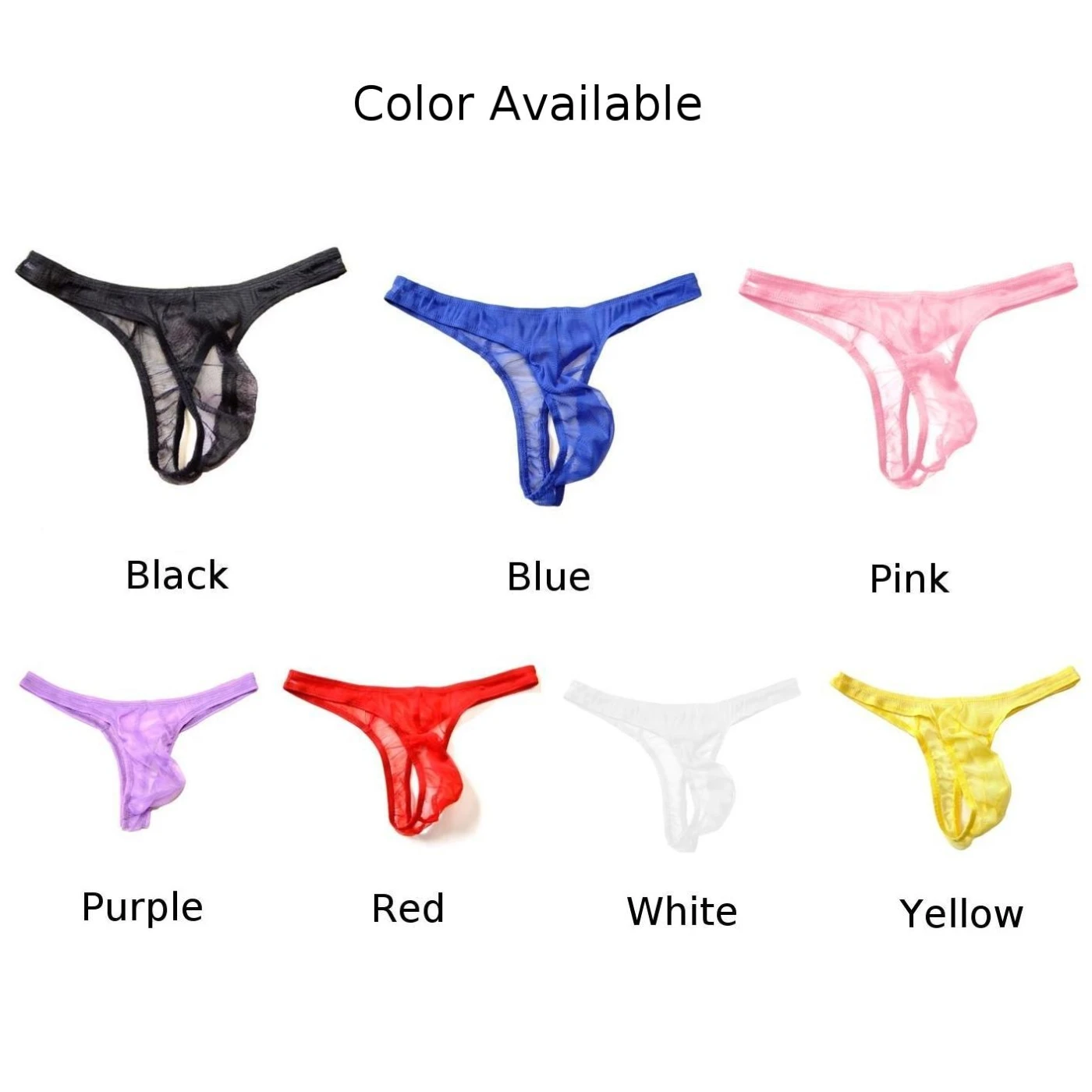 Men T-back Underpants Sheer Mesh Perspective Thong Briefs Bulge Pouch Panties Breathable See Through Underwear Low Waist Knicker