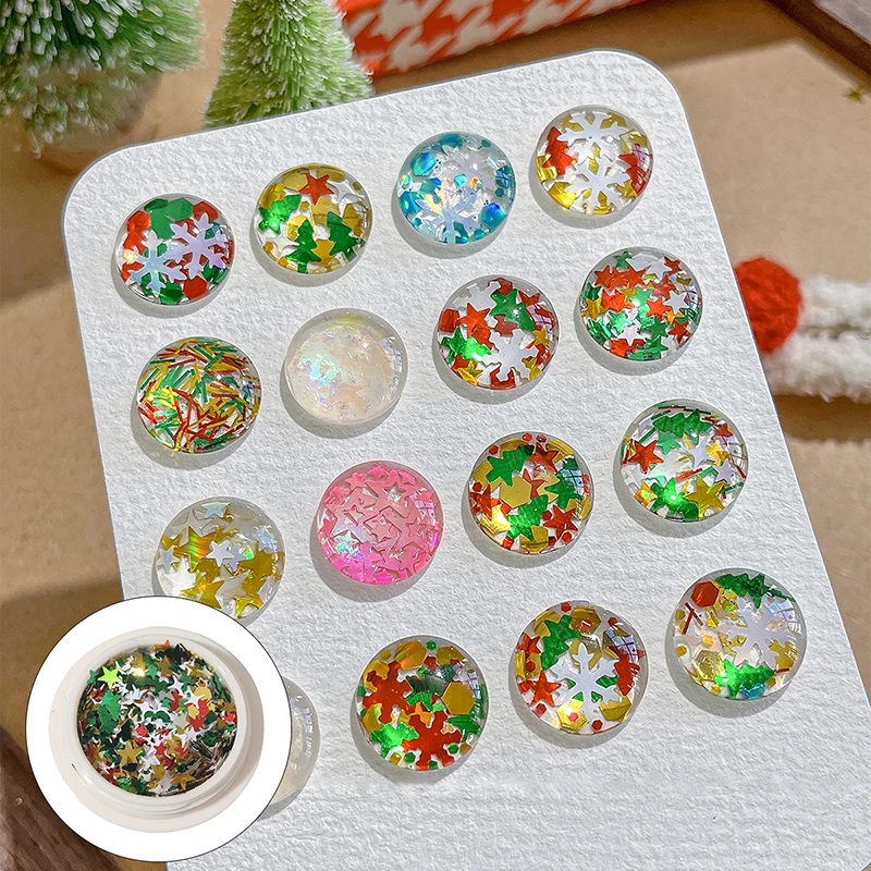 3D Christmas Snowflakes Metal Nail Glitter Sequins Mixed-Design Hollow-Out Snow Flakes 3D Xmas SnowFlakes Decor