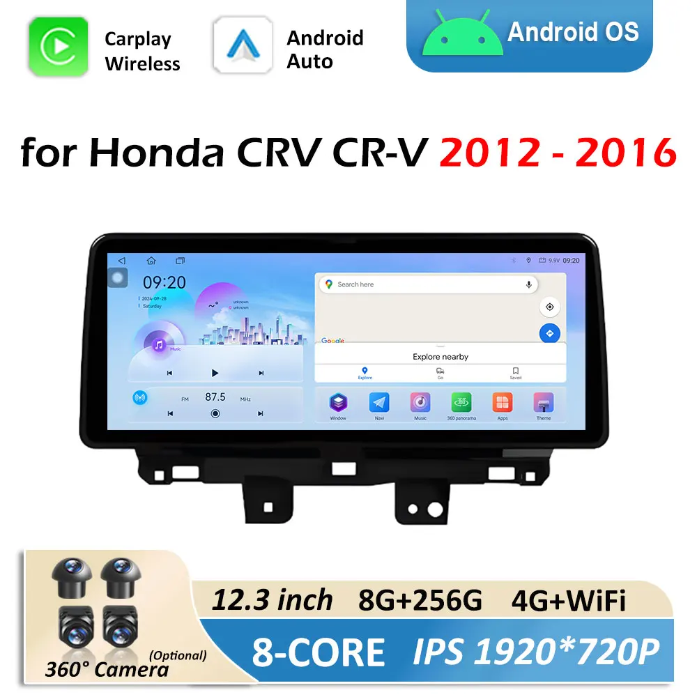 for Honda CRV CR-V 2012 2013 2014 2015 - 2016 Android OS Car Video Radio Multimedia Player Bluetooth GPS Navigation Head Unit 4G