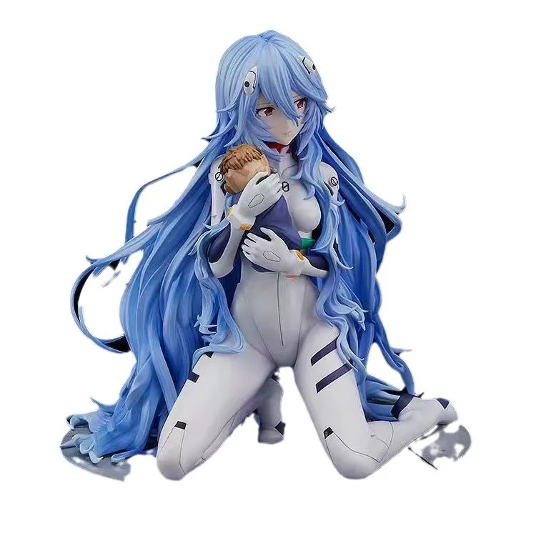 

14cm Neon Genesis Evangelion Movie Edition Kneeling Long-haired Rei Ayanami Beautiful Girl Anime Figure Model