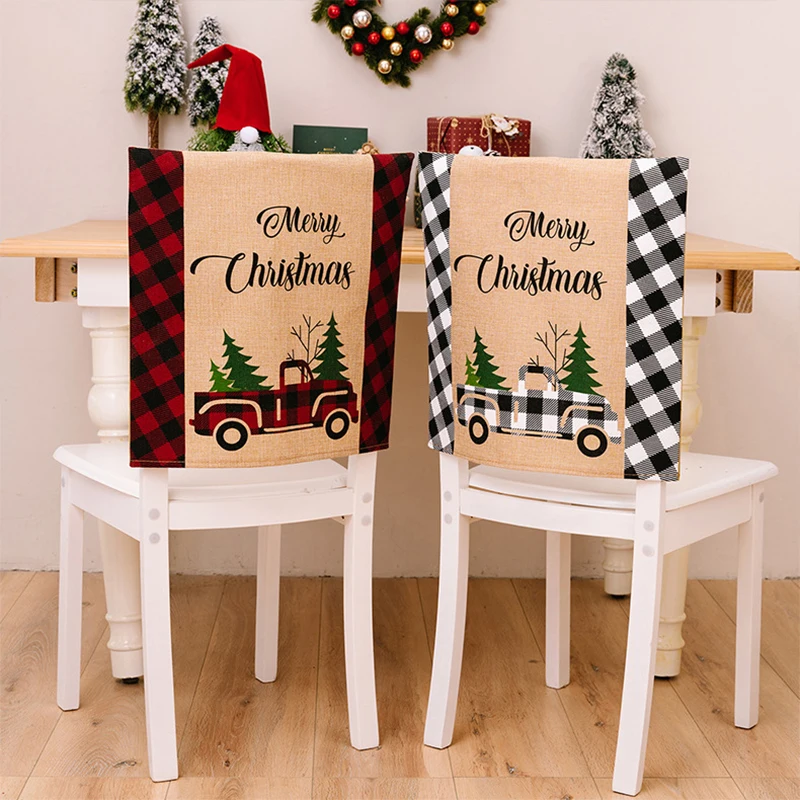 1Pc Christmas XmasStretch Banquet Chair Cover Santa Party DiningRoom Seat Decor For Kitchen Xmas Decoration