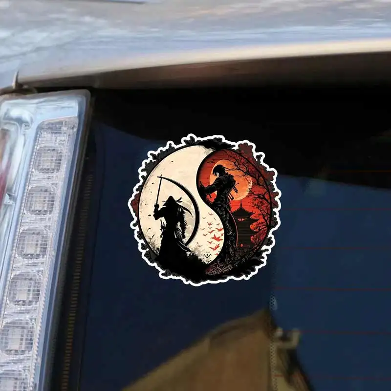 For Samurai Yin Yang Japanese Style Ink Ronin Car Stickers Waterproof Cartoon Personality Decals Scratch-Proof Decor SH1220