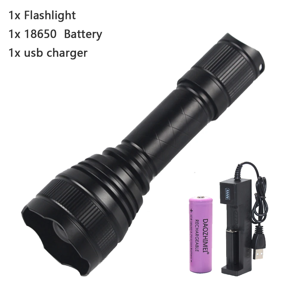 T21 Ir Hunting 940nm/850nm Licht Infrarood Zaklamp Zoombare Nachtzichtlamp + 18650 + Usb-Oplader + Schakelaar + Bevestiging