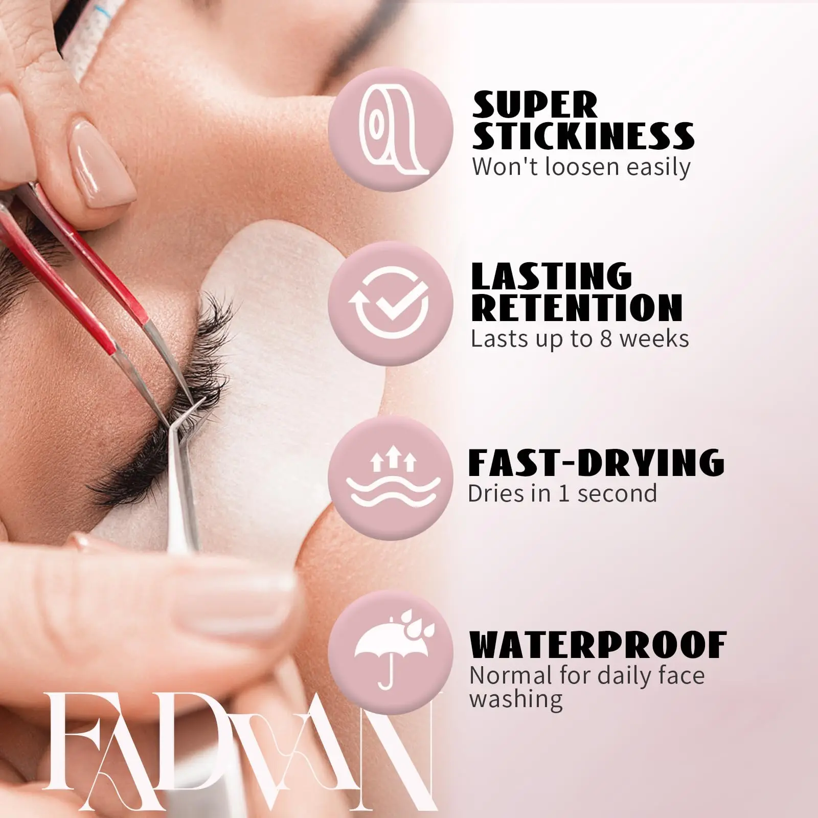 FADVAN まつげエクステグルー 0.5秒～1秒速乾 ホールド7～8週間 5ml 防水 クラシックボリュームプレメイドラッシュ用
