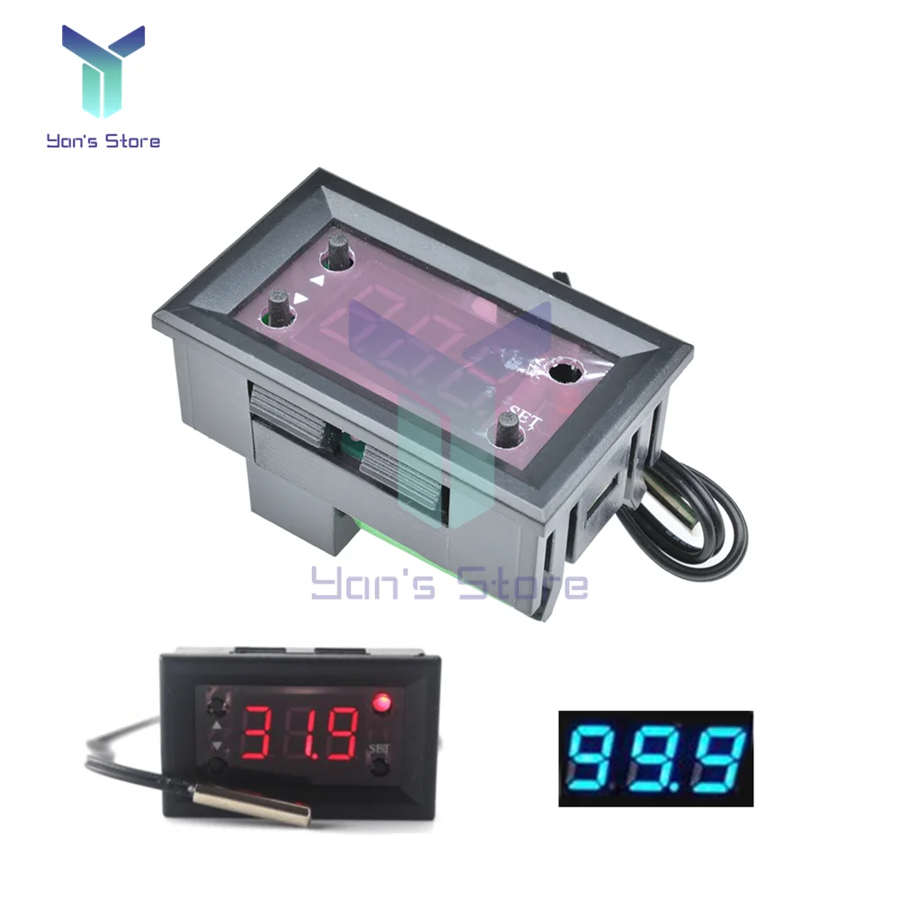 W1218 DC 12V rosso blu Display a LED termostato digitale regolatore di temperatura regolatore per termostato incubatore con sonda NTC