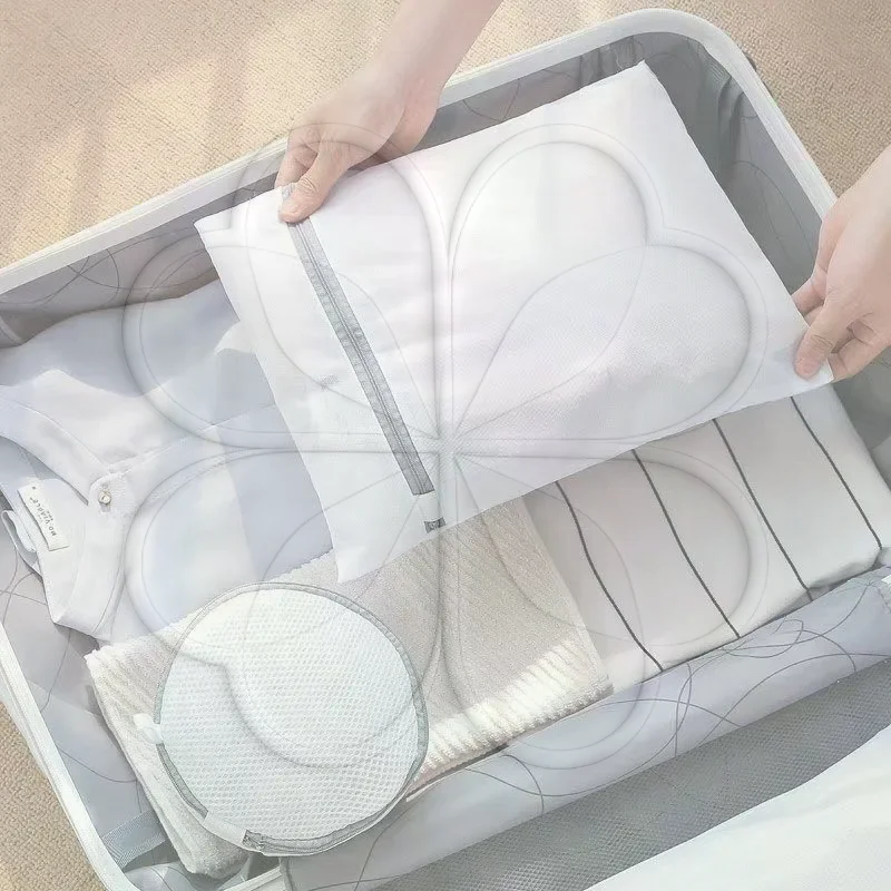 3Pcs Fine Mesh Laundry Bags Set Reusable Durable Anti-Slip Zipper Sweater Delicates Protector for Washer Dryer