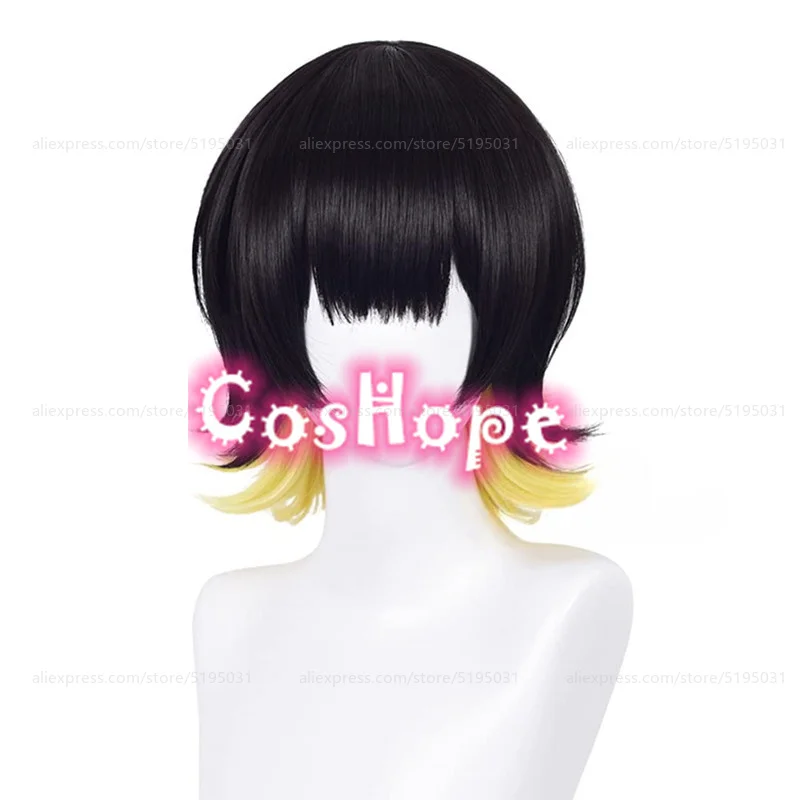 Bachira Meguru Cosplay Wig Short Black Yellow Wig Cosplay Anime Cosplay Wigs Heat Resistant Synthetic Wigs