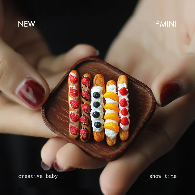 1:12 Simulation French Fruit Bread Baguette French Loaf Dollhouse Photography Props Miniature Model Toys Doll House Accessories
