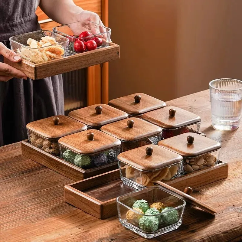 【Recomendación del vendedor】plato de fruta de nuez, bandeja para aperitivos, partición casera, bandeja creativa para fruta seca, postre, azúcar, tazón de vidrio, bandeja de comida