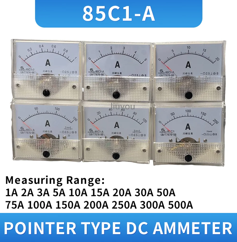 85C1 DC Analog Panel Voltmeter Ammeter Amp Volt Meter Gauge 1A 5A 10A 20A 30A 50A 75A 100A 150A 200A 250A 300A 400A 500A