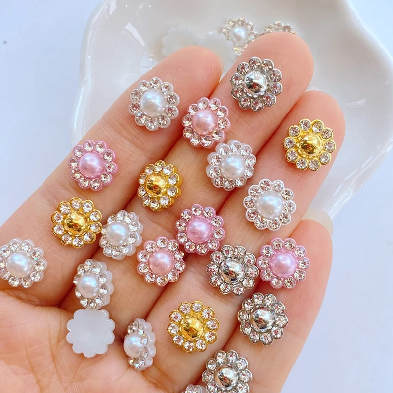 100Pcs New Cute Mini 9mm Shiny Diamond Beads Resin Figurine Crafts Flatback Ornament Jewelry Making Hairwear Accessories