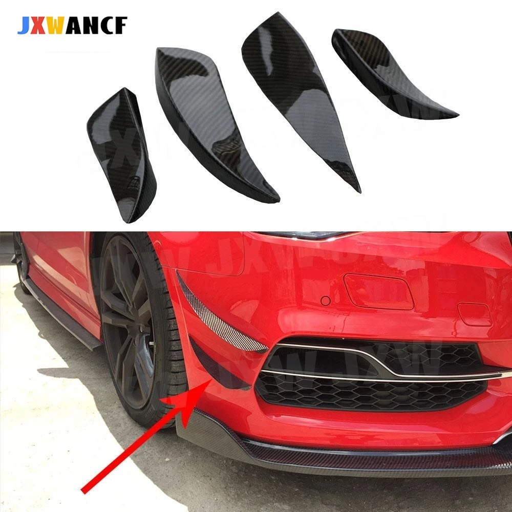 

JXWANCF Carbon Fiber Front Bumper Side Canards Splitters Winglets For Audi A3 S3 Sedan 2014~2016 Bumper Moulding Trim Covers FRP