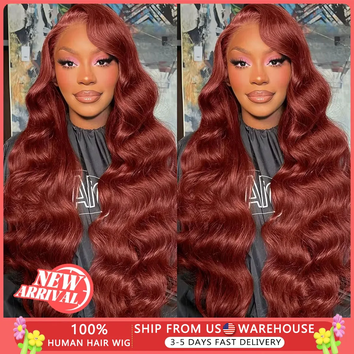 

250 Density Reddish Brown Body Wave Human Hair Wigs 13x6 HD Lace Front Wigs 30 Inch Water Wave 13x5 Lace Frontal Wig For Women