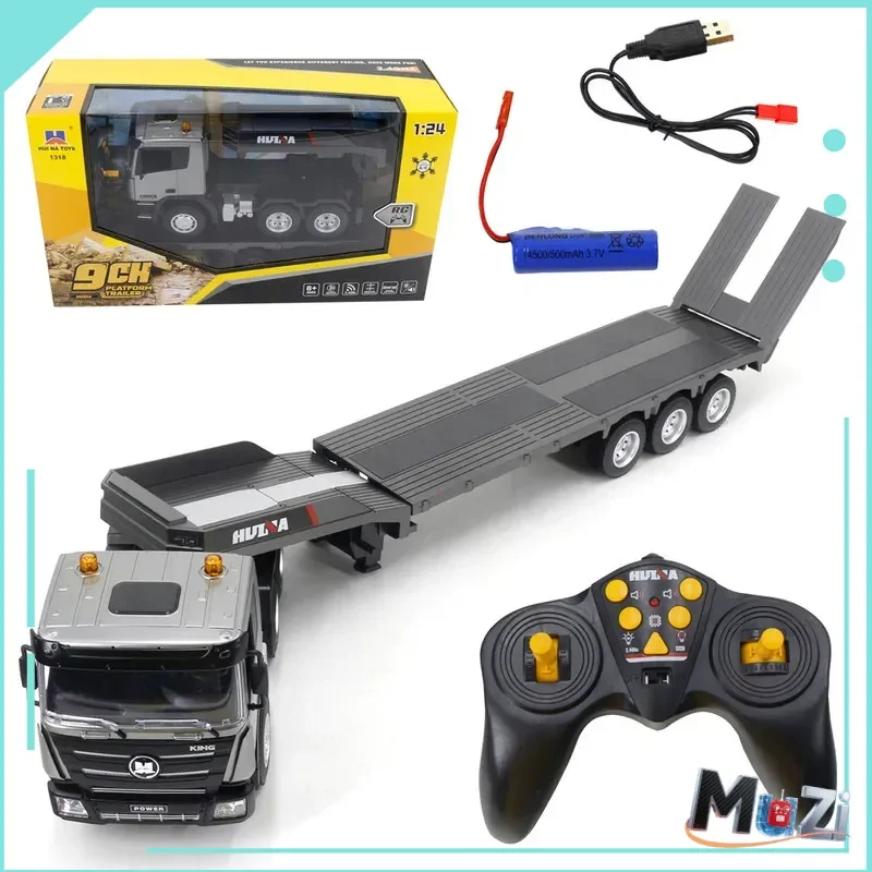 

Huina 1318 RC Truck 9CH Remote control Alloy Flat Loader Dump Trailer Engineering Vehicle Construction Toy Kid Birthday Gift